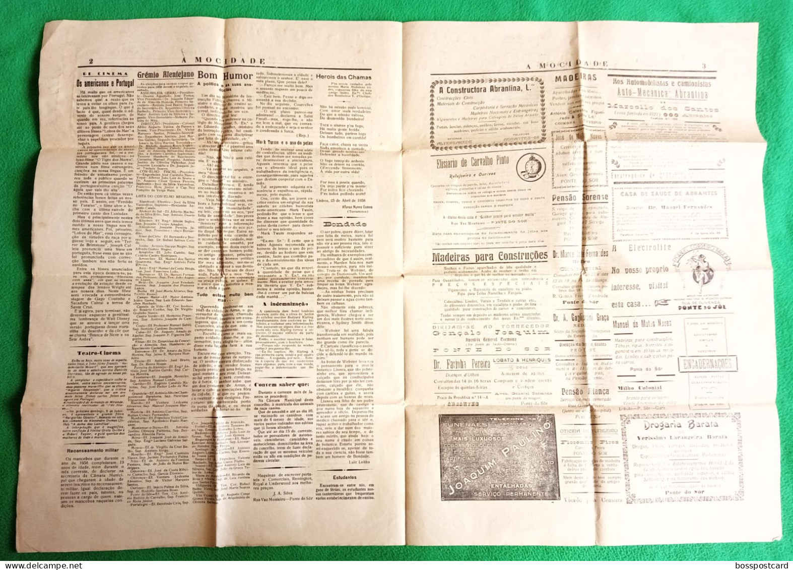 Ponte De Sor - Jornal "A Mocidade" Nº 290 De 1 De Janeiro De 1939 - Imprensa. Portalegre. Portugal. - Informations Générales