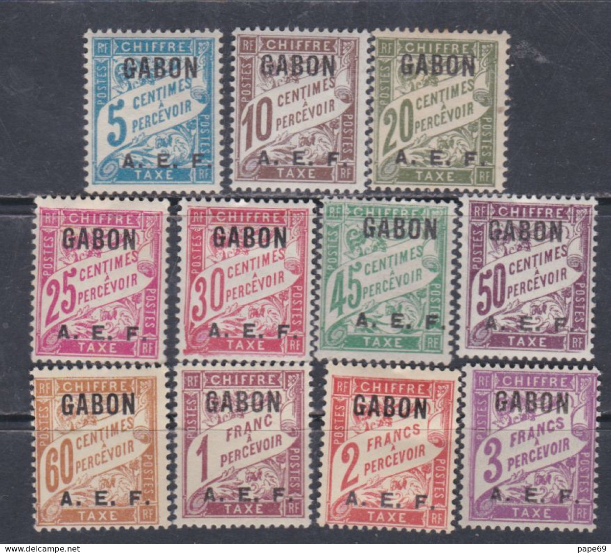 Gabon Taxe N° 1 / 11 X  Timbres-ttaxe De France Surchargés. La Série  Des 11 Valeurs Trace De Charnière, Sinon TB - Segnatasse