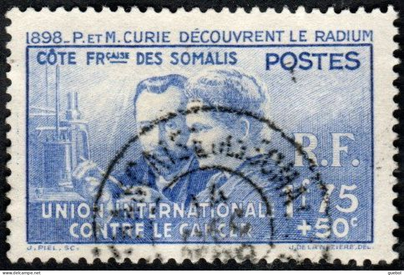 Pierre Et Marie Curie Détail De La Série Obl. Côte Des Somalis N° 147 - Recherche Sur Le Cancer - 1938 Pierre Et Marie Curie