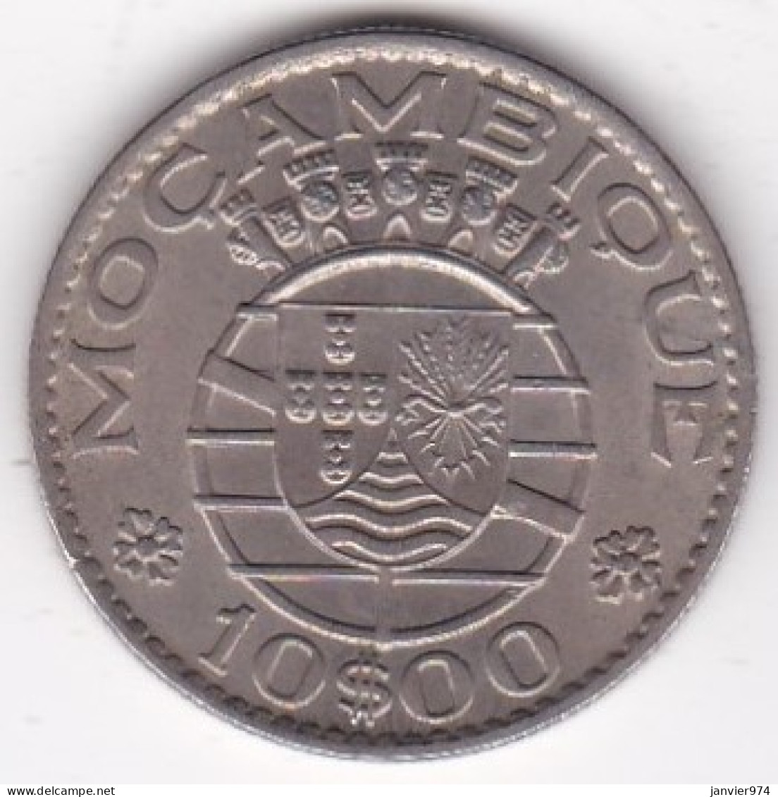 Colonie Portugaise, Mozambique 10 Escudos 1974, En Cupronickel , KM# 79b - Mozambico