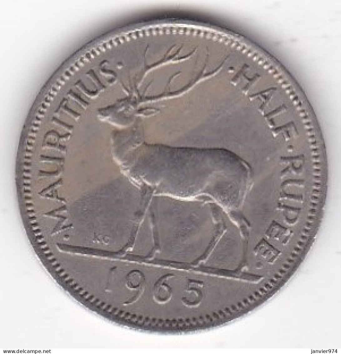 Ile Maurice 1/2 Rupee 1965,  Elizabeth II. En Cupronickel, KM# 37 - Maurice