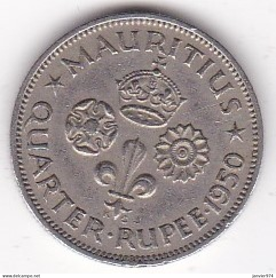 Ile Maurice 1/4 Rupee 1950,  George VI . En Cupronickel, KM# 27 - Mauritius