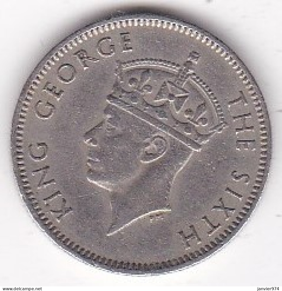 Ile Maurice 1/4 Rupee 1950,  George VI . En Cupronickel, KM# 27 - Mauricio