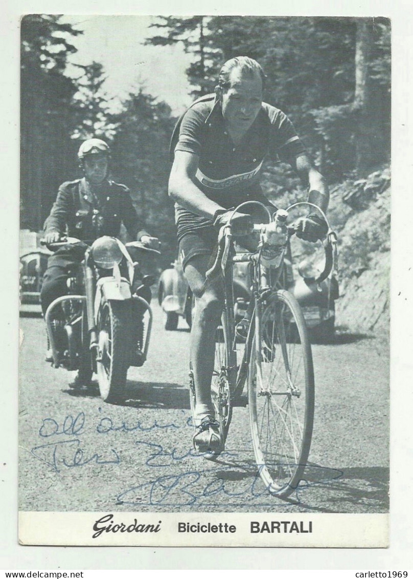 AUTOGRAFO GINO BARTALI SU CARTOLINA GIORDANI BICICLETTE - NV FG - Other & Unclassified