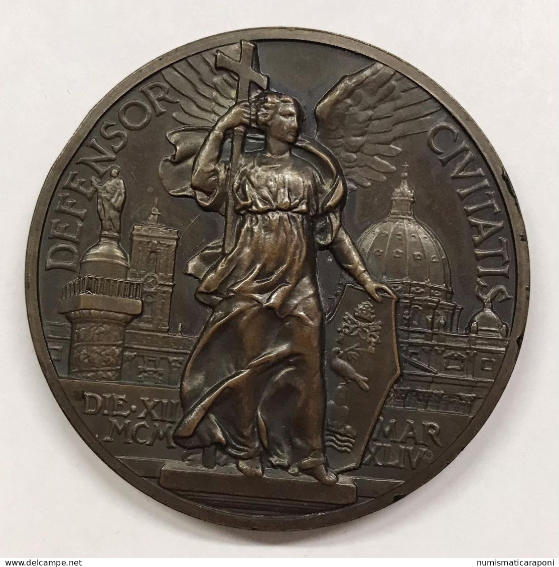 Città Del Vaticano Pio XII° Medaglia  Difesa Della Città Di Roma 1944 Defensor Civitatis E.317 - Royaux/De Noblesse