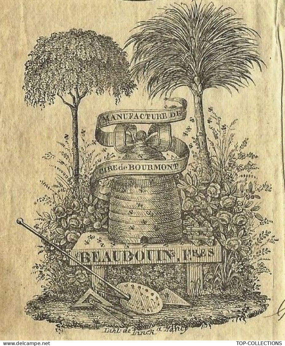 1835 SUPERBE ENTETE SUR LETTRE DE CHANGE BILLET A ORDRE MANUFACTURE DE CIRE « Beaudoin Fr »  à Bourmont Haute Marne - 1800 – 1899