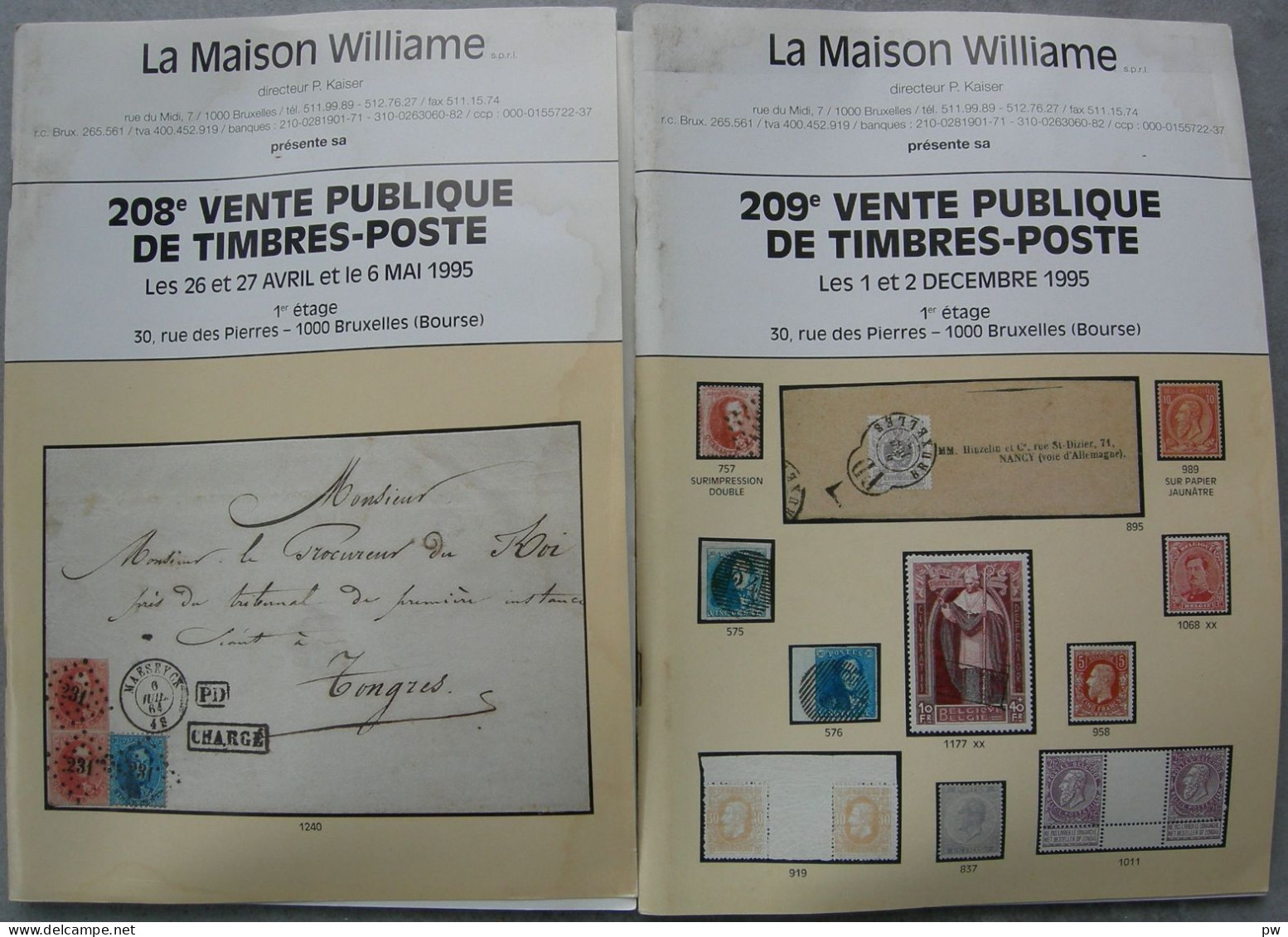 VENTES WILLIAME (Kaiser) 1995 208 Et 209e Vente - Catalogues For Auction Houses