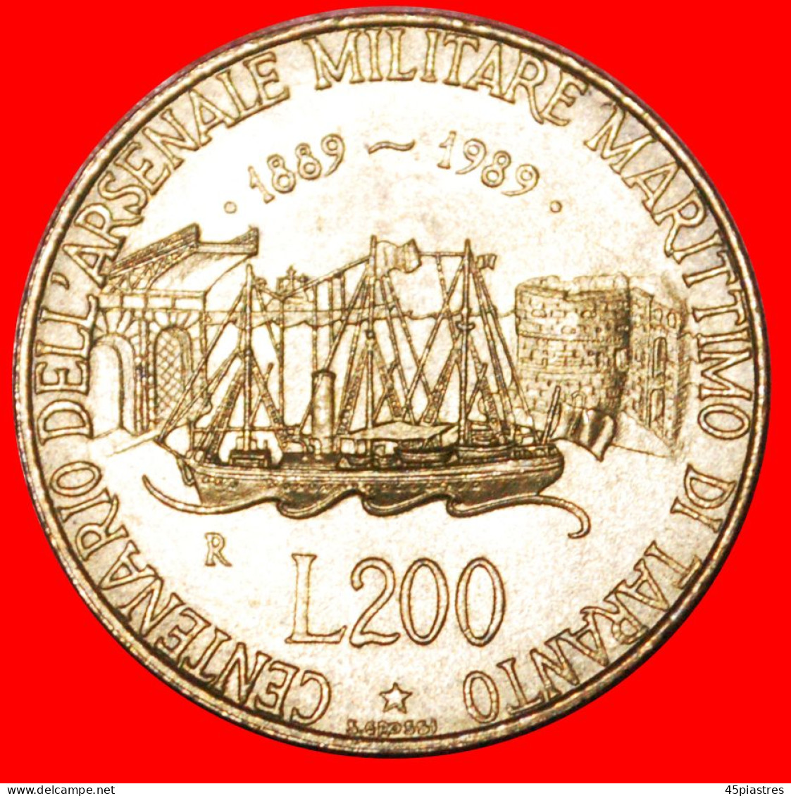 * SHIP: ITALY  200 LIRE 1889-1989R UNC MINT LUSTRE!  ·  LOW START · NO RESERVE! - Gedenkmünzen