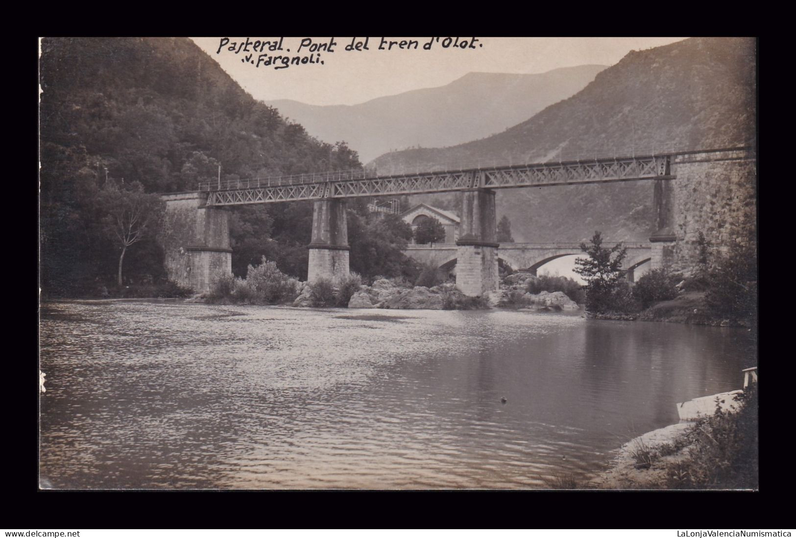 Antigua Postal Pasteral Pont Del Tren D`olot - Gerona