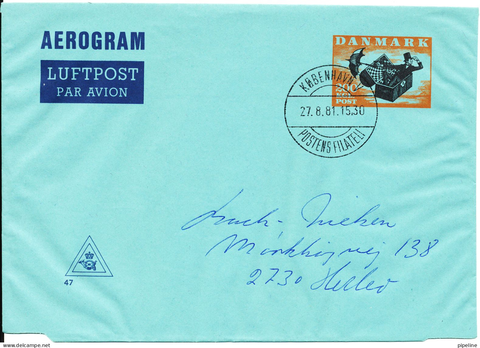 Denmark Aerogramme The Flying Trunk H.C. Andersen Sent To Herlev Copenhagen 27-8-1981 - Airmail