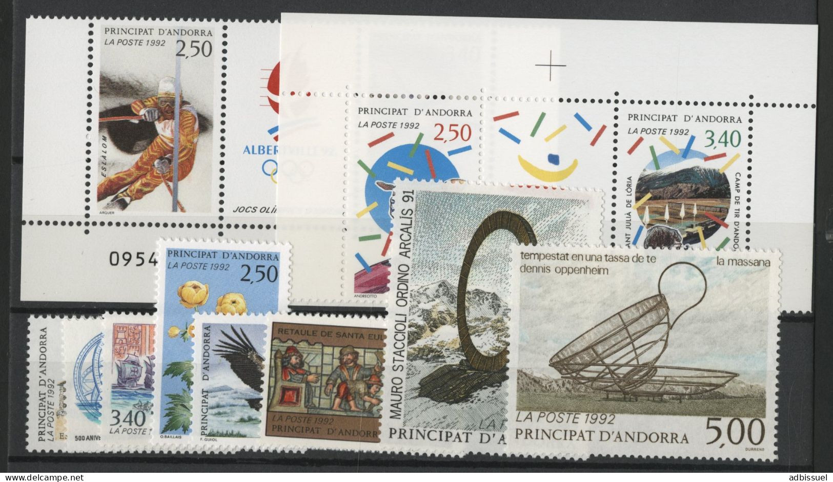 ANDORRE FRANCAIS 1992 ANNEE COMPLETE COTE 40.2 € N° 413 à 424 NEUFS ** (MNH). Vendue à 10% De La Cote. TB - Unused Stamps