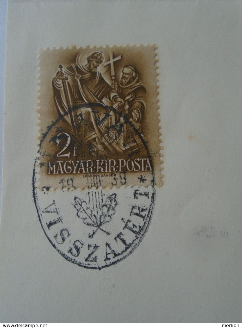 ZA451.13  Hungary  -Ungvár Visszatért -Commemorative Postmark 1938 - Marcophilie