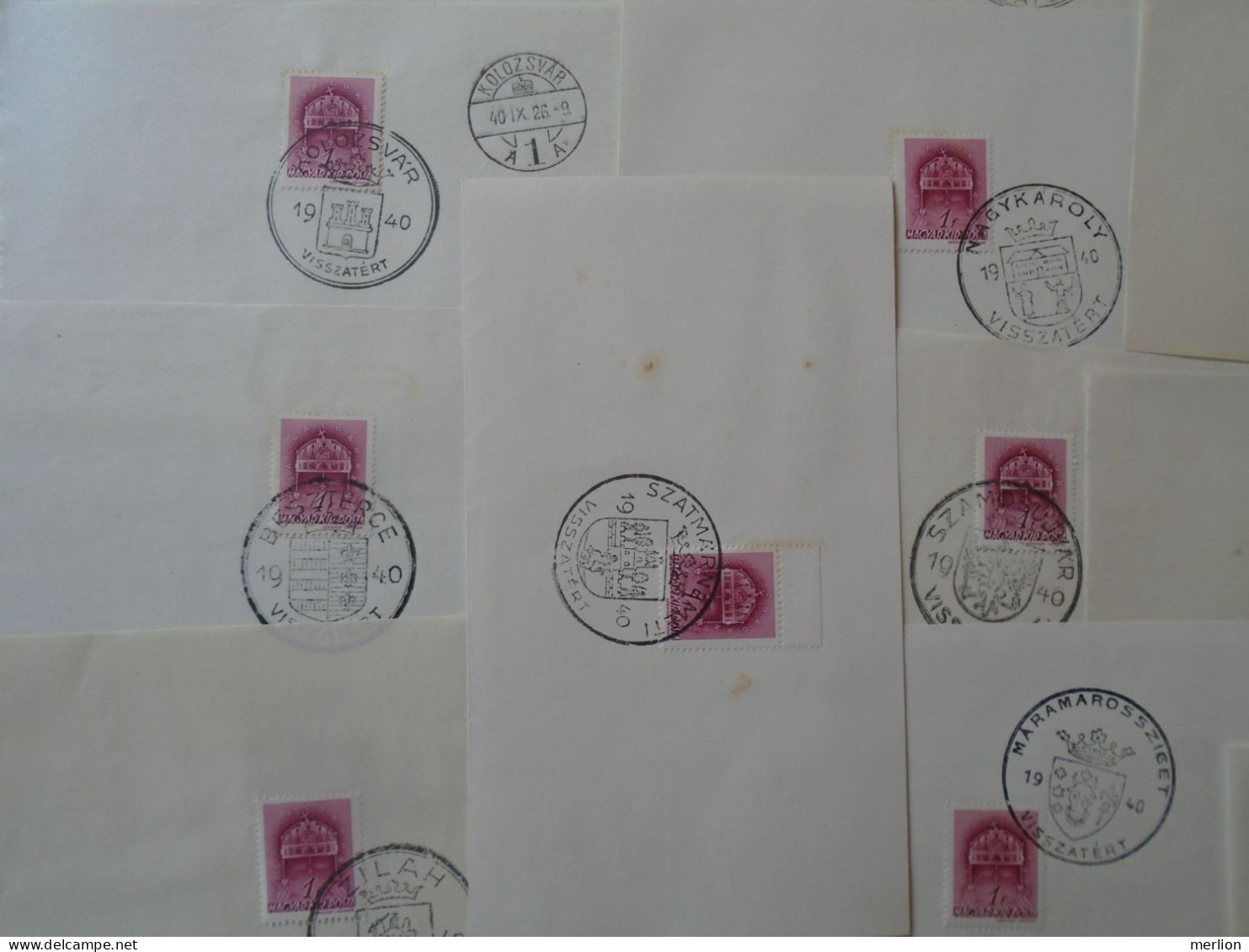 ZA451.15 Hungary  - Lot Of 20 Cities - Erdély  Visszatért -Commemorative Postmark 1938 Nagyszalonta Dés Zilah Szászrégen - Poststempel (Marcophilie)