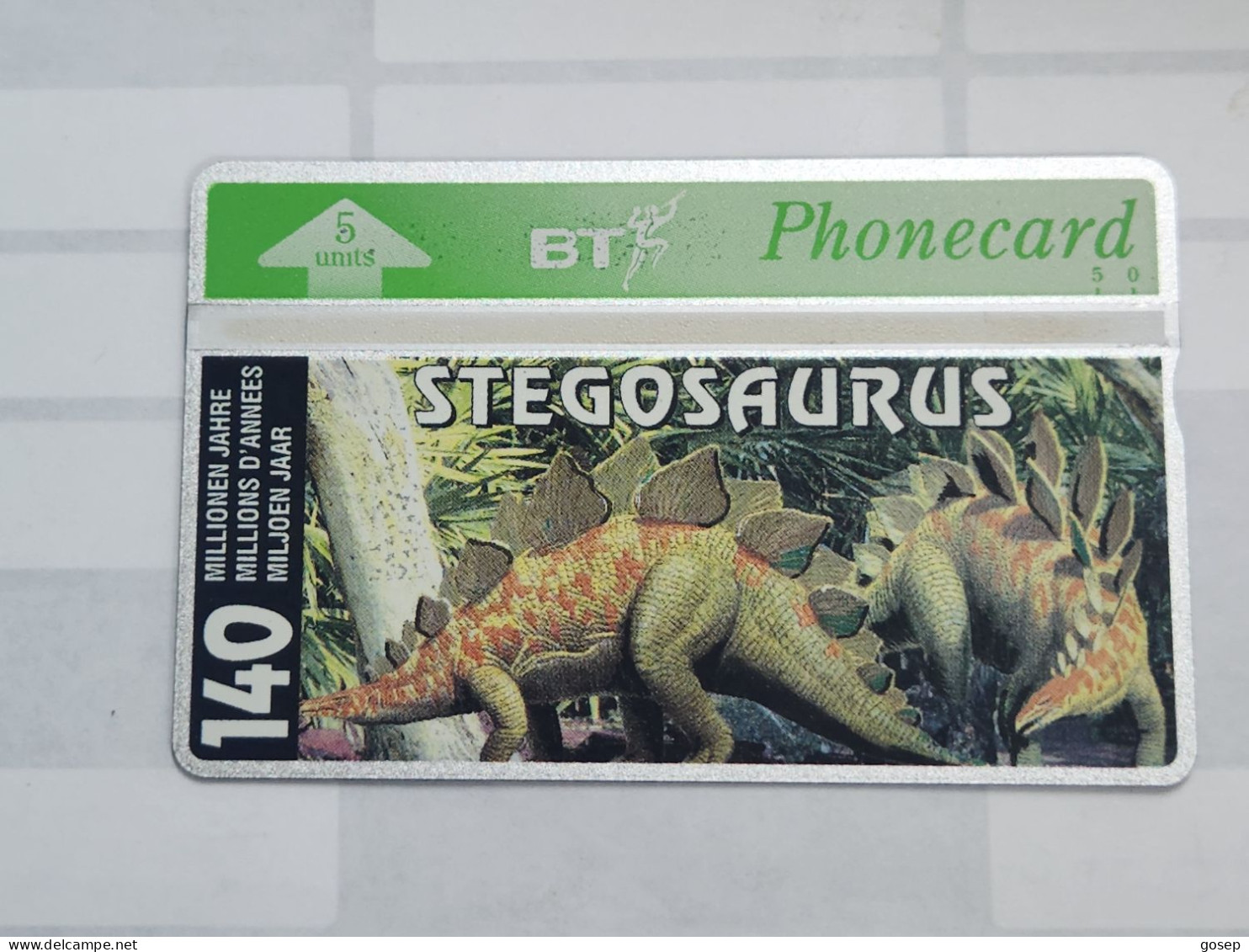 United Kingdom-(BTO-063)-Dinosaur Series(F)-Stegosaurus-(86)(5units)(329C29475)price Cataloge MINT12.00£-1card Prepiad - BT Overseas Issues