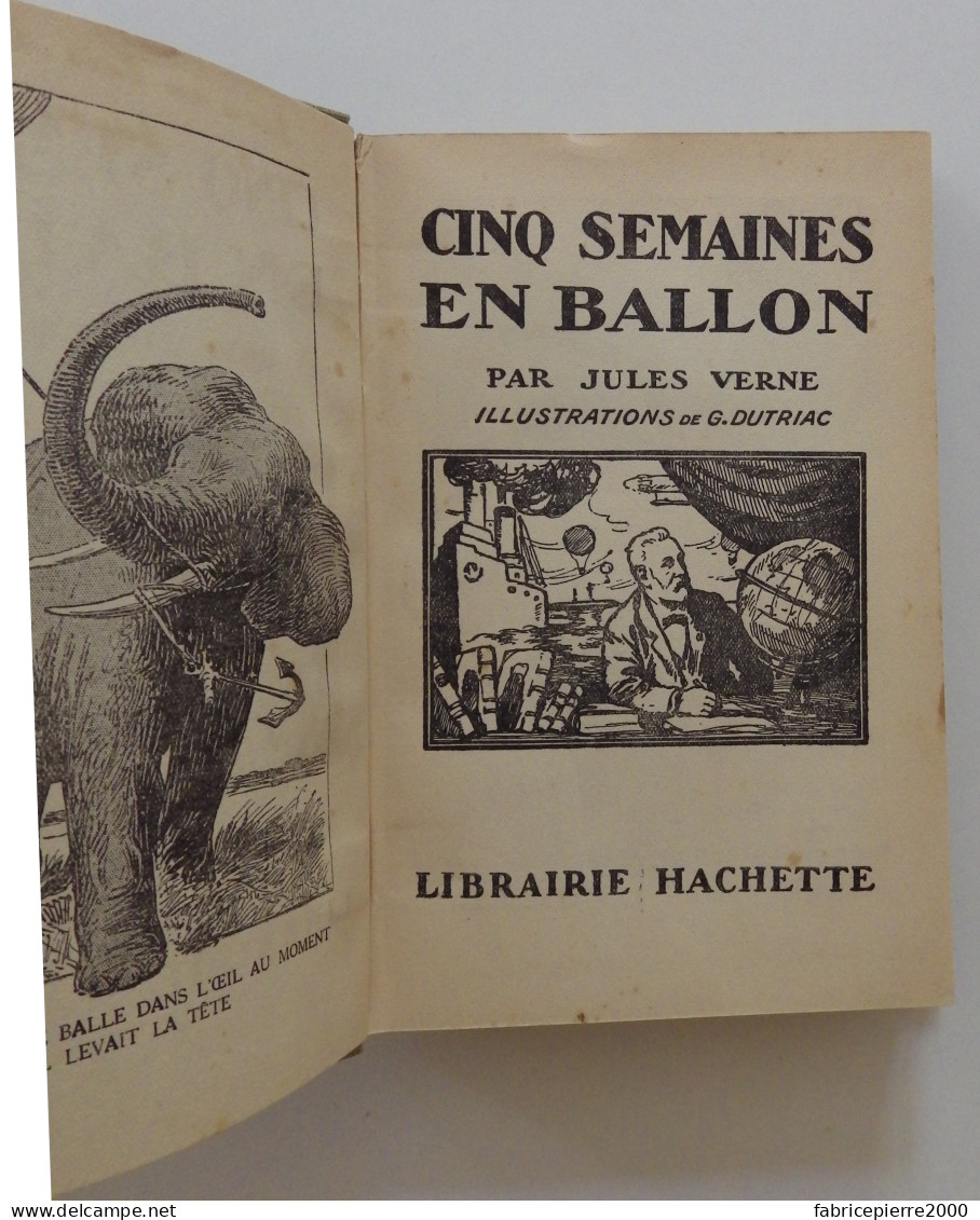 Jules VERNE - Cinq Semaines En Ballon Hachette 1928 Ill G. Dutriac TBE - Biblioteca Verde