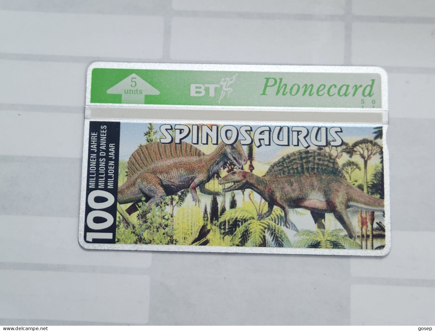 United Kingdom-(BTO-071)-Dinosaur Series-(K)Spinosaurus-(92)(5units)(402E12295)price Cataloge MINT-12.00£-1card Prepiad - BT Emissioni Straniere