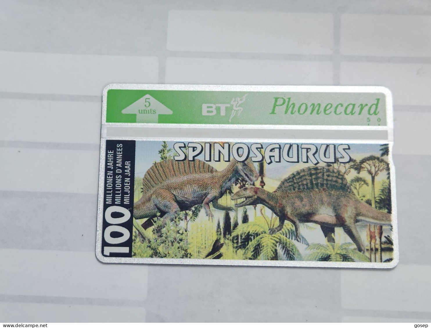 United Kingdom-(BTO-071)-Dinosaur Series-(K)Spinosaurus-(93)(5units)(402E12935)price Cataloge MINT-12.00£-1card Prepiad - BT Overseas Issues