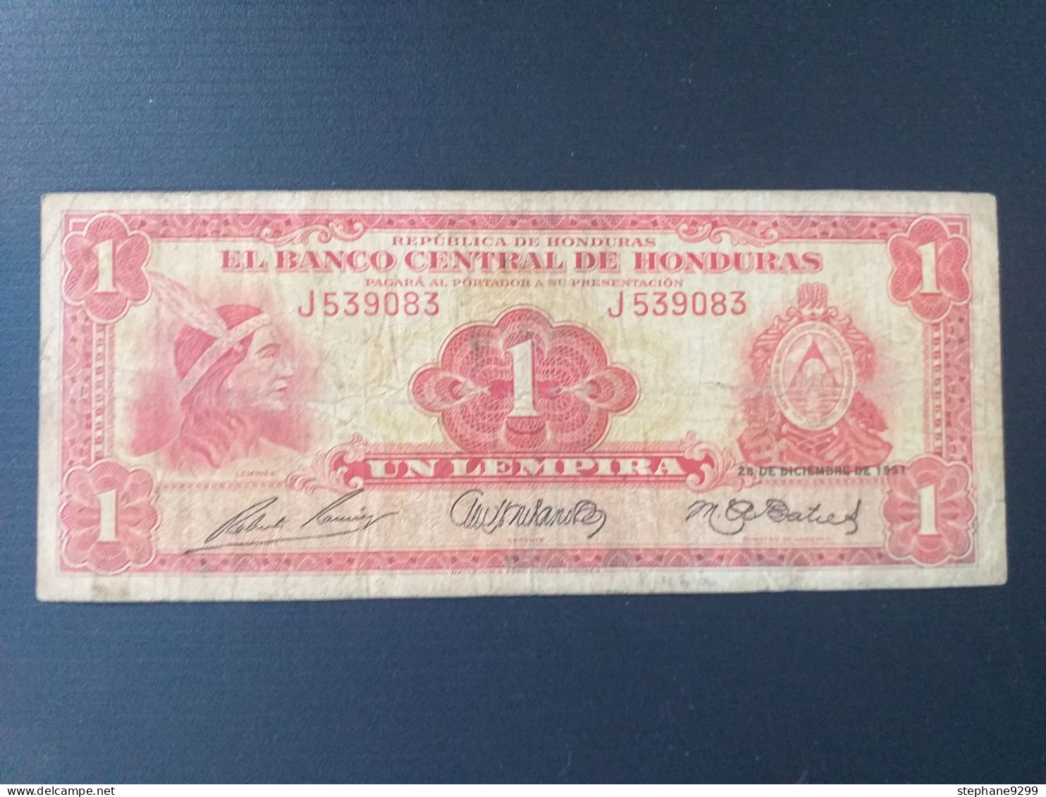 1 LEMPIRA 1951.RARE.HONDURAS - Honduras