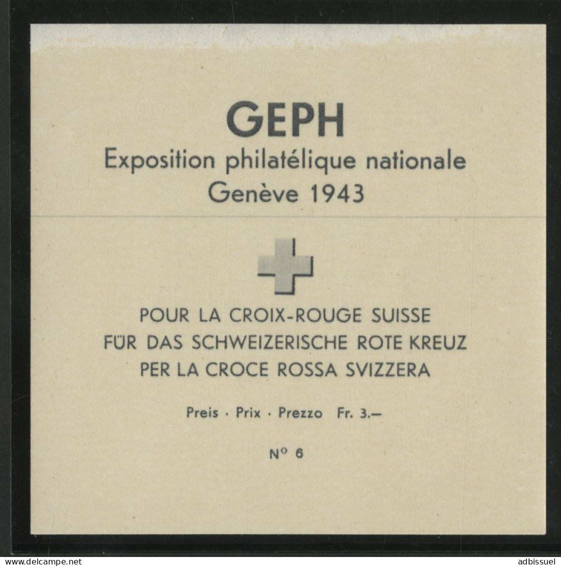 SUISSE Bloc N° 10 Neuf ** (MNH) Cote 80 € Exposition De Genève 1943, Centenaire Des Timbres-Poste Suisses. - Blocs & Feuillets