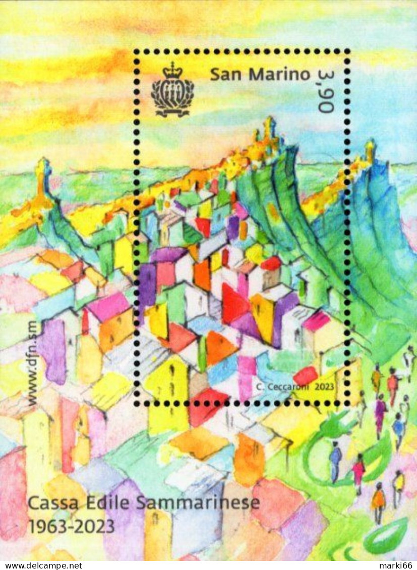 San Marino - 2023 - San Marino Construction Fund - Cassa Edile - 60th Anniversary - Mint Souvenir Sheet - Nuovi