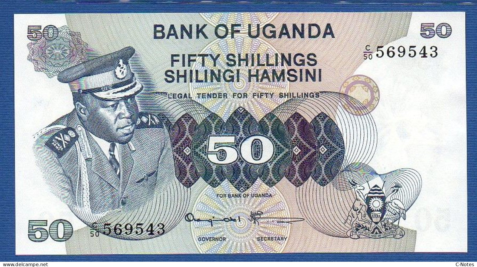 UGANDA - P. 8c – 50 SHILLINGS Nd (1973) UNC, S/n C/50 569543 - Ouganda