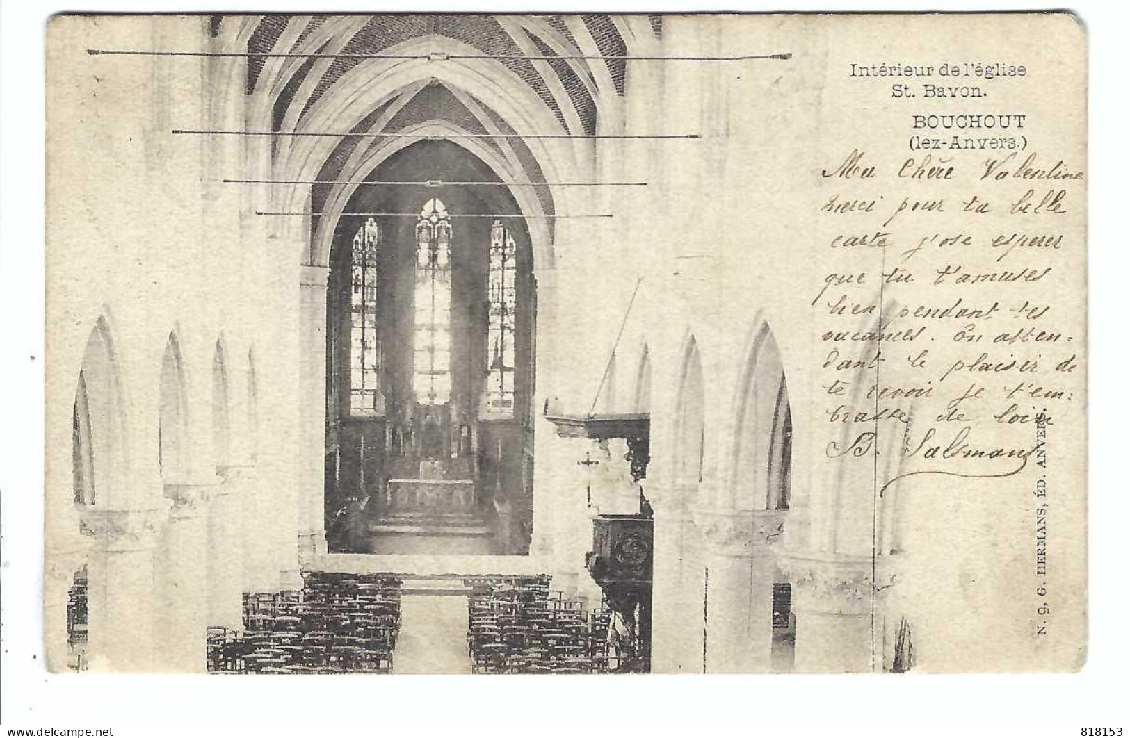 Boechout   BOUCHOUT  Intérieur De L'église St.Bavon1902 - Böchout