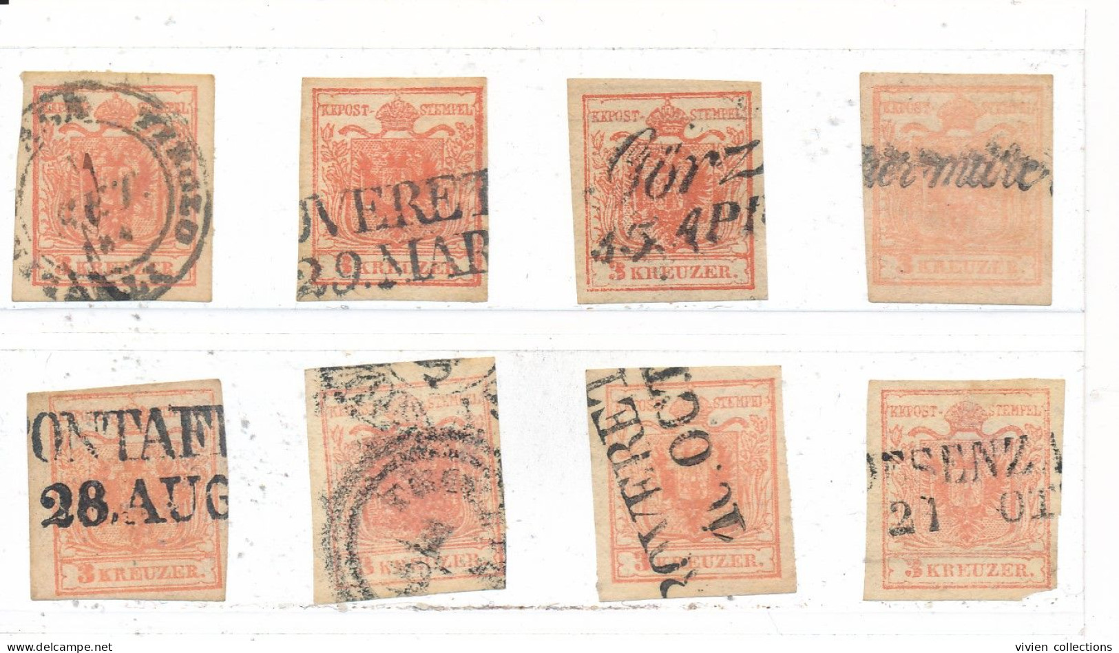 Autriche Empire Lot De 8 X N° 3 Oblitérés Avec Oblitérations A étudier - Used Stamps