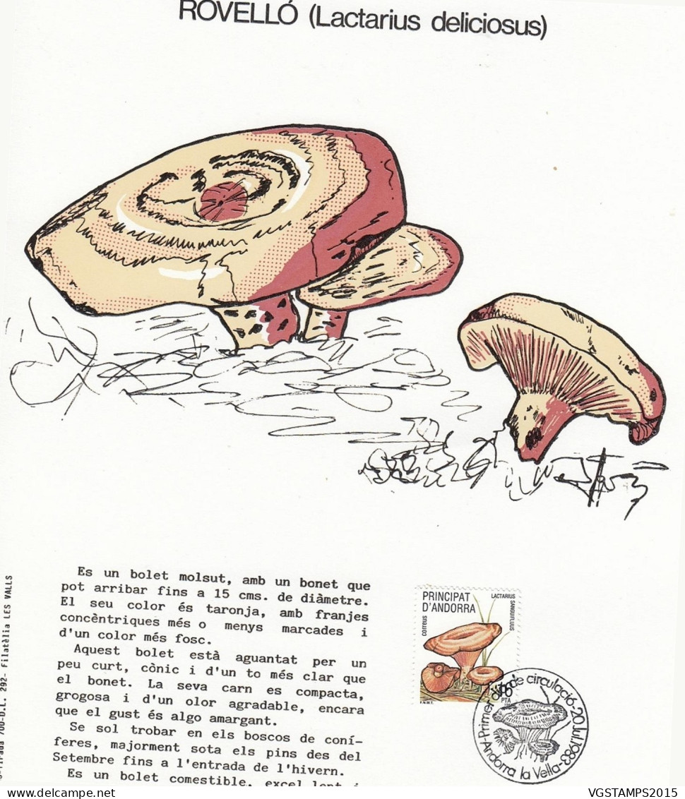 Andorre (Espagnole) 1983 -  Grand Encart FDC. Michel Nr.: 167. Yvert Nr.: 160. Theme: "Champignons"... (EB) DC-11691 - Gebraucht