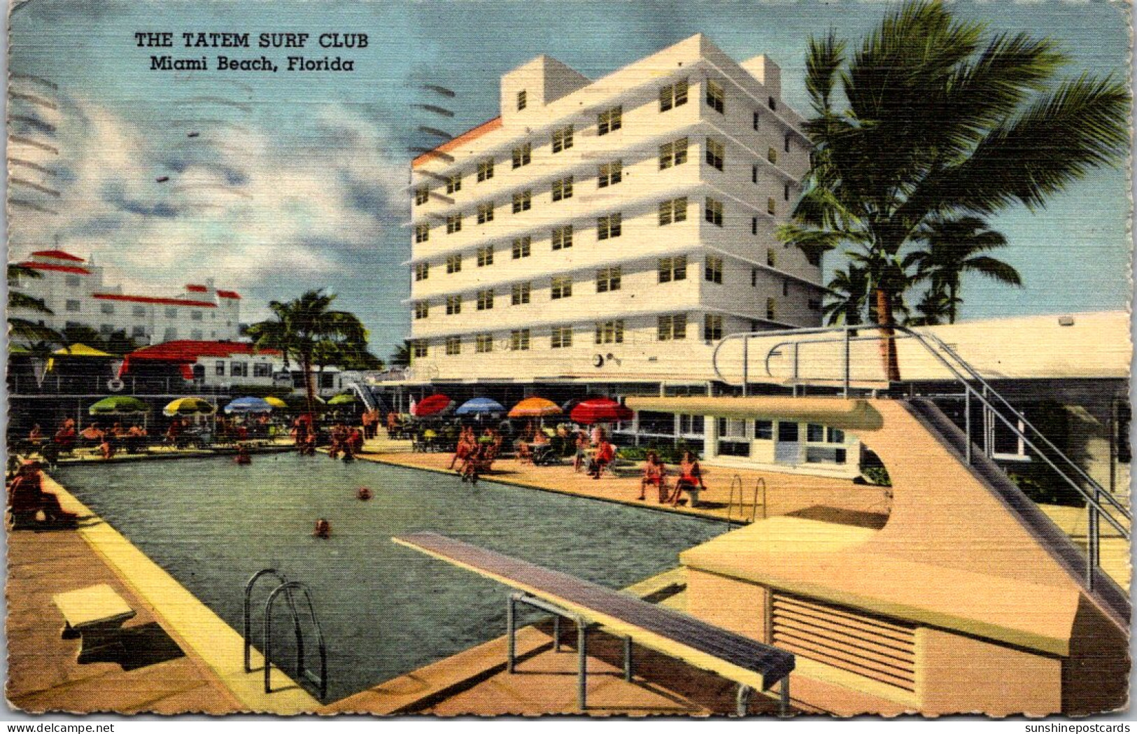 Florida Miami Beach The Tatem Surf Lub 1949 Curteich - Miami Beach