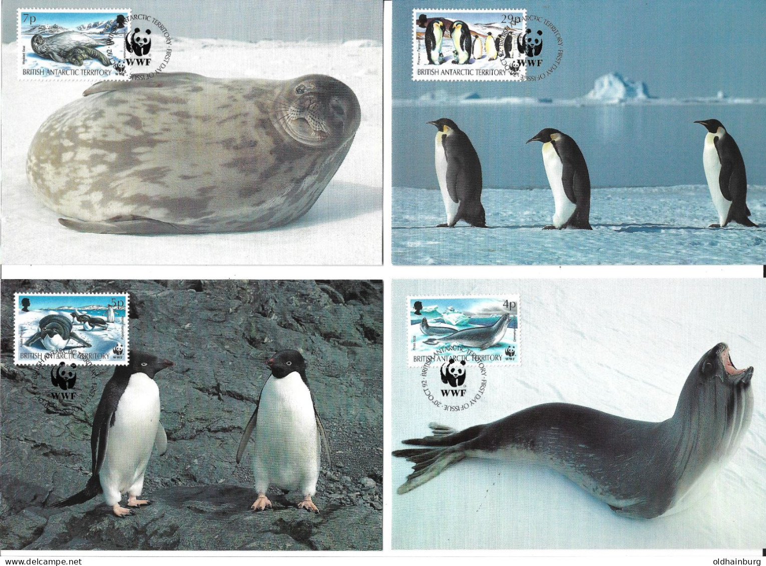 1121c: British Antarctic Territory, WWF- Ausgabe Tiere Der Antarktis, 4- Teilige Serie **/ FDC/ Maximumkarten (3 Scans) - Covers & Documents