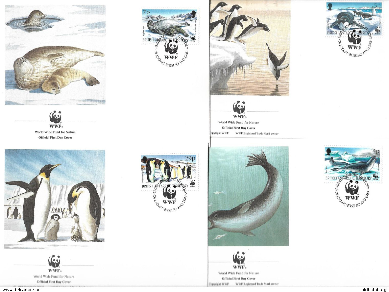 1121c: British Antarctic Territory, WWF- Ausgabe Tiere Der Antarktis, 4- Teilige Serie **/ FDC/ Maximumkarten (3 Scans) - Storia Postale