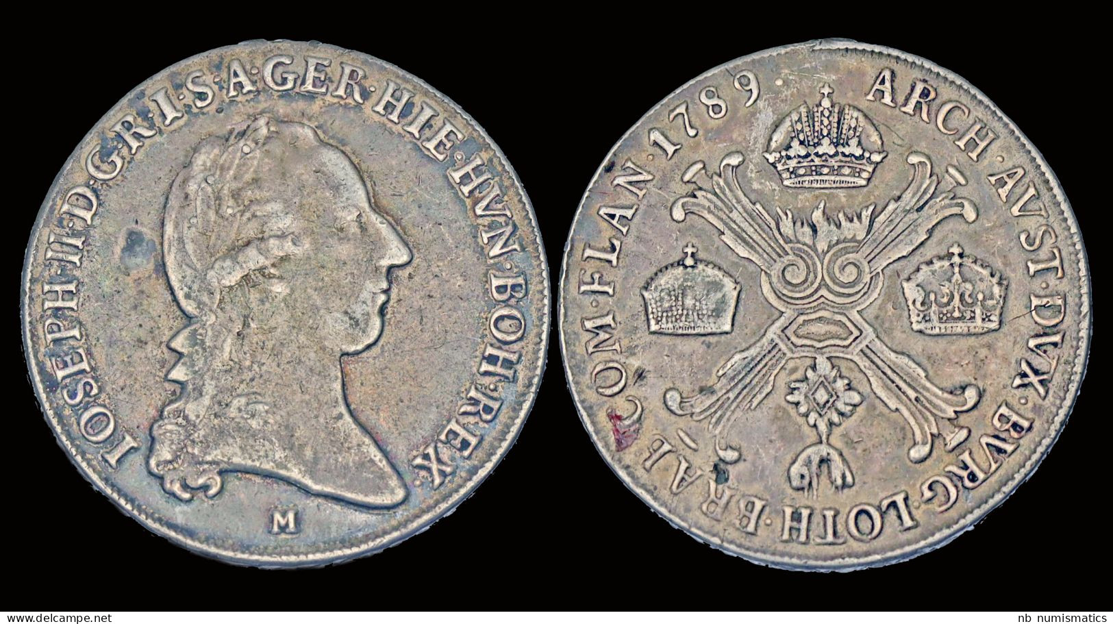 Austrian Netherlands Italy Joseph II 1/2 Kronenthaler 1789M - 1714-1794 Paesi Bassi Austriaci
