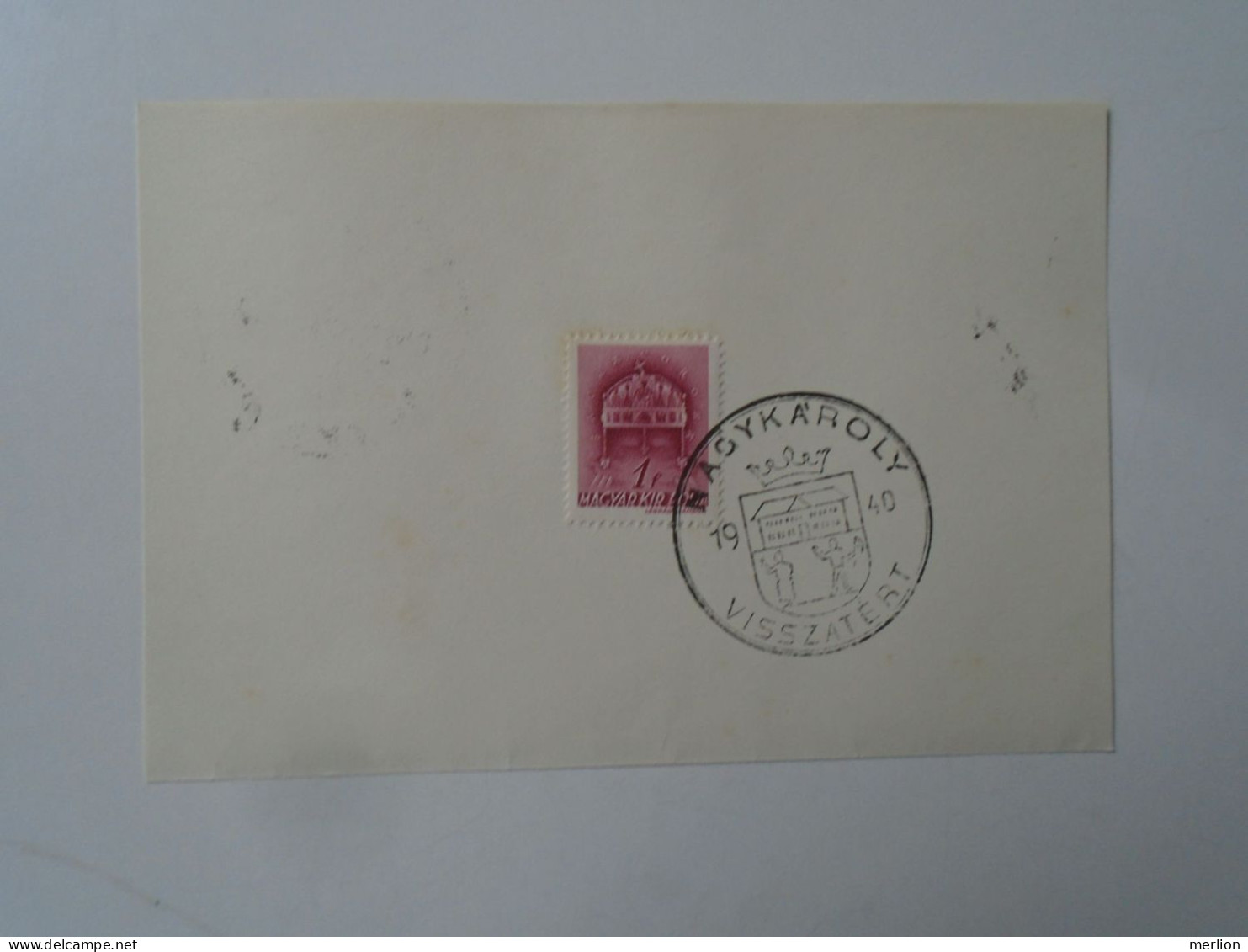 ZA451.33 Hungary -Nagykároly Visszatért -Commemorative Postmark 1940 - Marcophilie