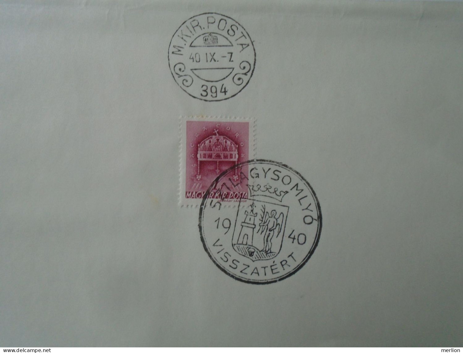 ZA451.40  Hungary - Szilágysomlyó  Visszatért -Commemorative Postmark 1940 - Poststempel (Marcophilie)