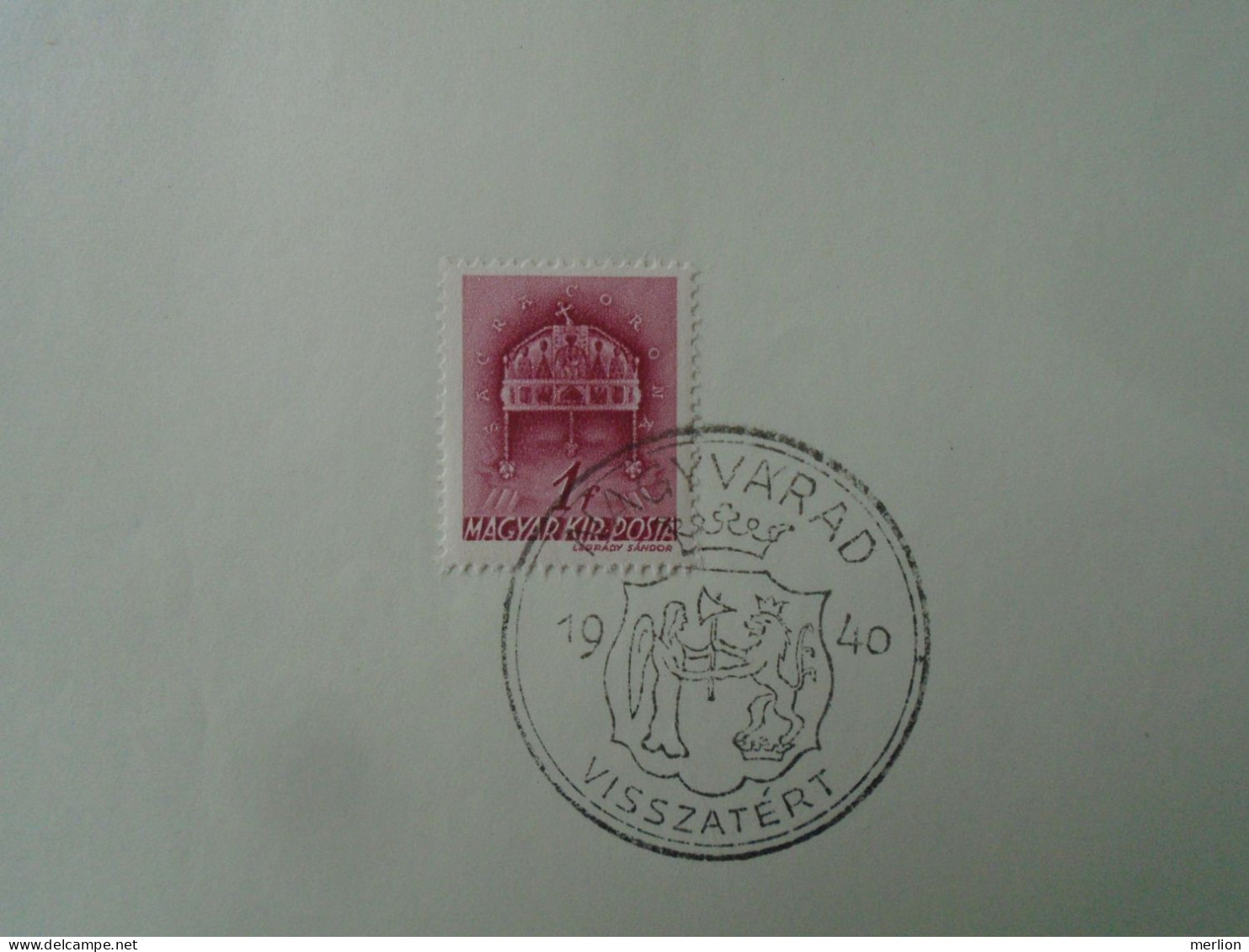 ZA451.41  Hungary - NAGYVÁRAD  Visszatért -Commemorative Postmark 1940 - Marcophilie