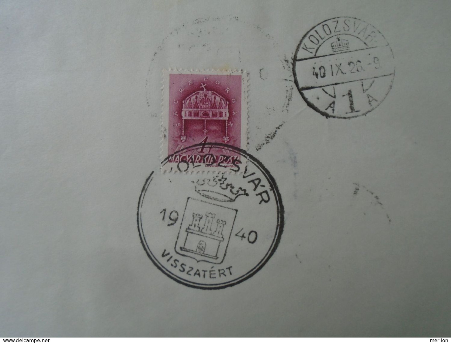 ZA451.56  Hungary -Kolozsvár  Visszatért -Commemorative Postmark 1940 - Postmark Collection