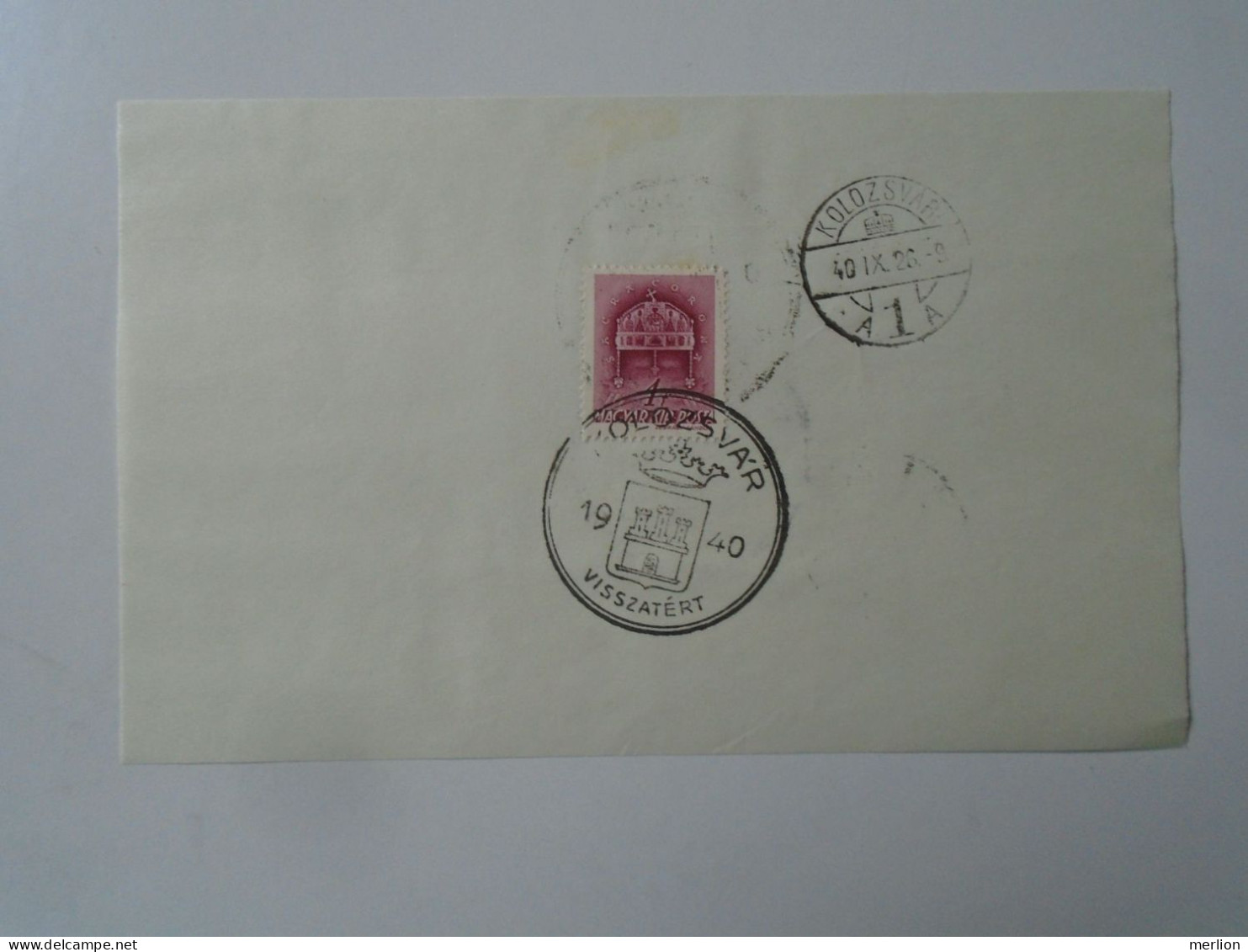 ZA451.56  Hungary -Kolozsvár  Visszatért -Commemorative Postmark 1940 - Storia Postale