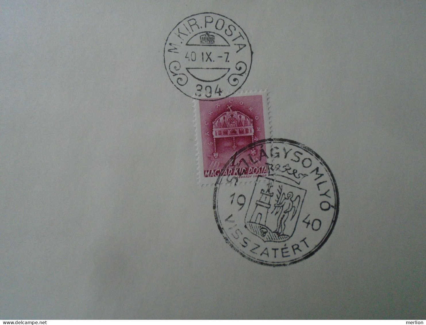 ZA451.57  Hungary -Szilágysomlyó  Visszatért -Commemorative Postmark 1940 - Marcofilie