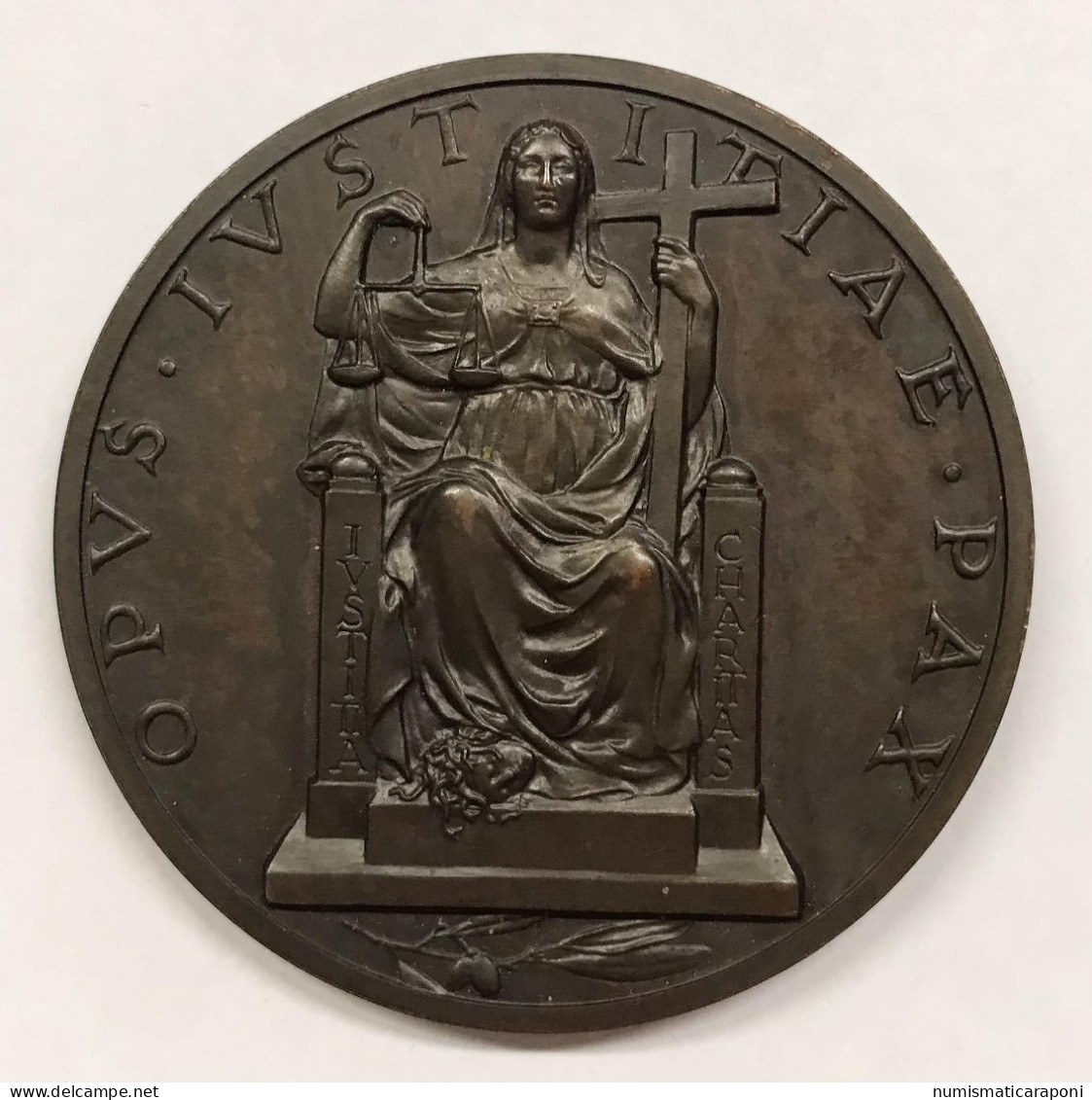 Città Del Vaticano Pio XII° Medaglia Anno II°opus Iustitiae Pax E.327 - Monarquía/ Nobleza