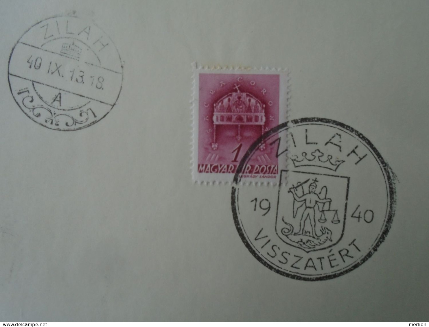 ZA451.67  Hungary - ZILAH- Visszatért -Commemorative Postmark 1940 - Postmark Collection