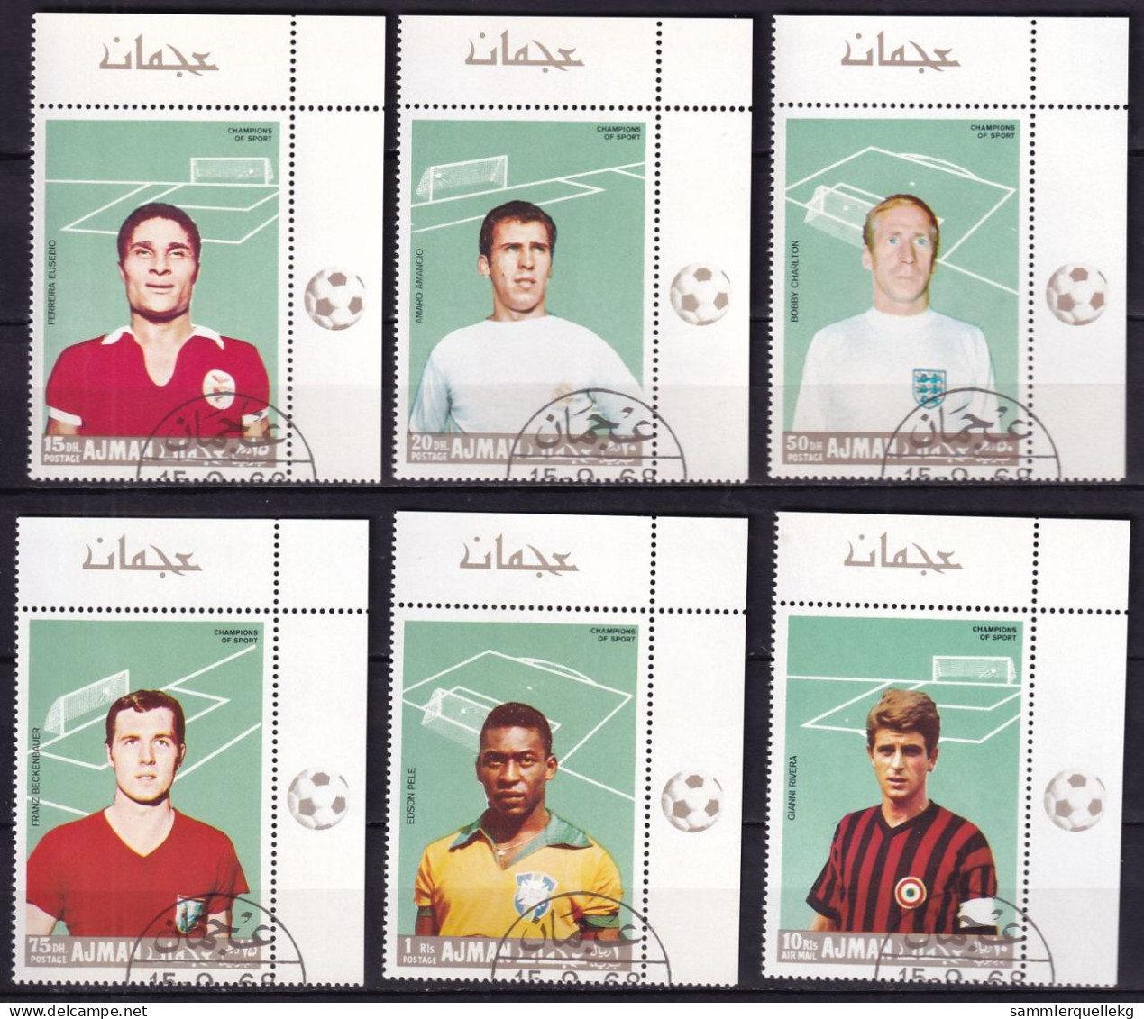 Ajman 310 - 315 Gestempelt, Fußball - Internationale Spitzenspieler (Nr. 1590) - Used Stamps