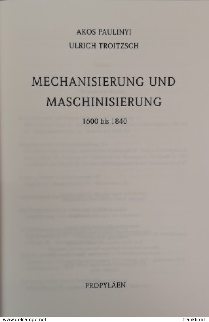 Propyläen Technikgeschichte. Band 3. Mechanisierung Und Maschinisierung. - Techniek