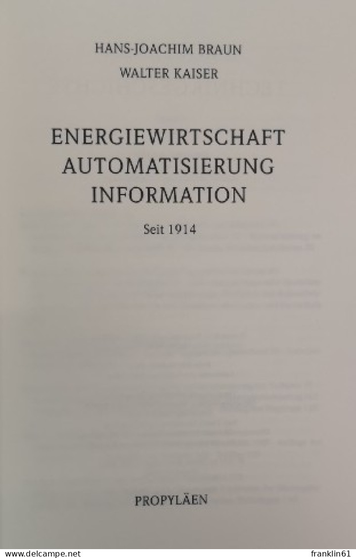 Propyläen Technikgeschichte. Band 5. Energiewirtschaft. Automatisierung. Information. - Técnico