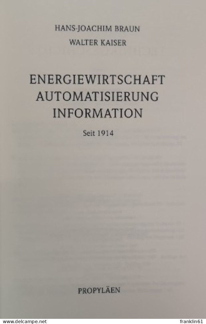 Propyläen Technikgeschichte. Band 5. Energiewirtschaft. Automatisierung. Information. - Technique