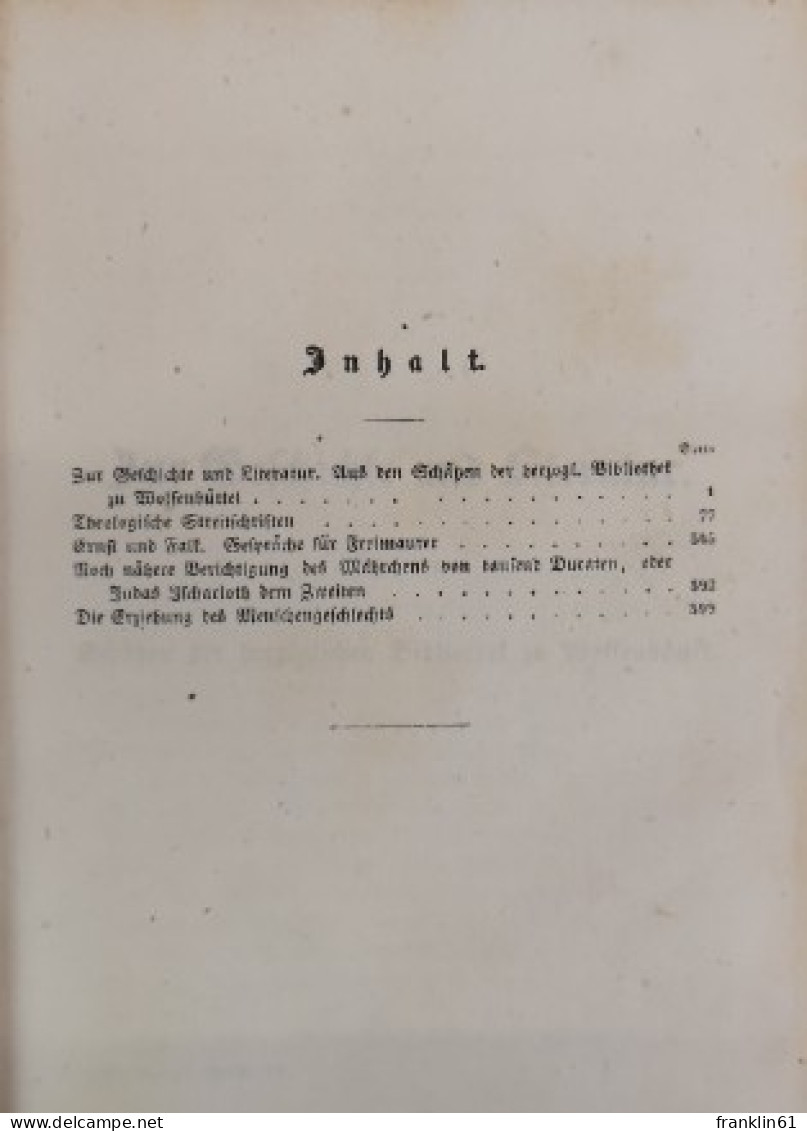 G. E. Lessing's Gesammelte Werke.  Neue Rechtmäßige Ausgabe. - Lyrik & Essays