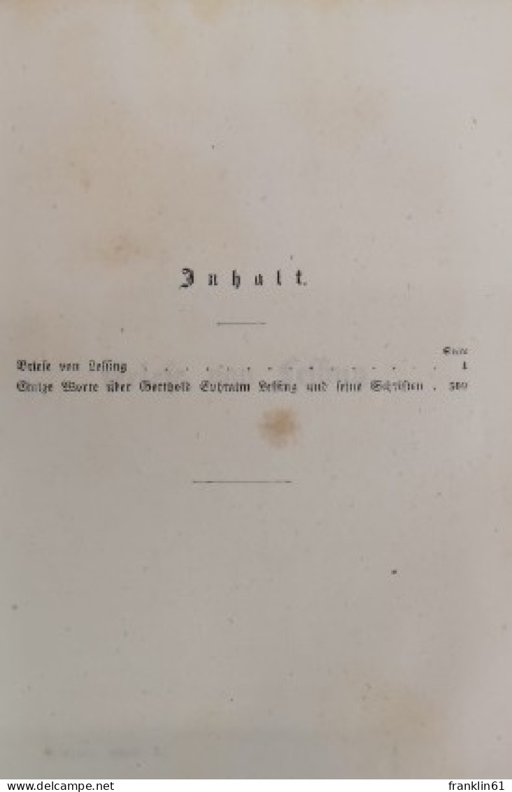 G. E. Lessing's Gesammelte Werke.  Neue Rechtmäßige Ausgabe. - Lyrik & Essays