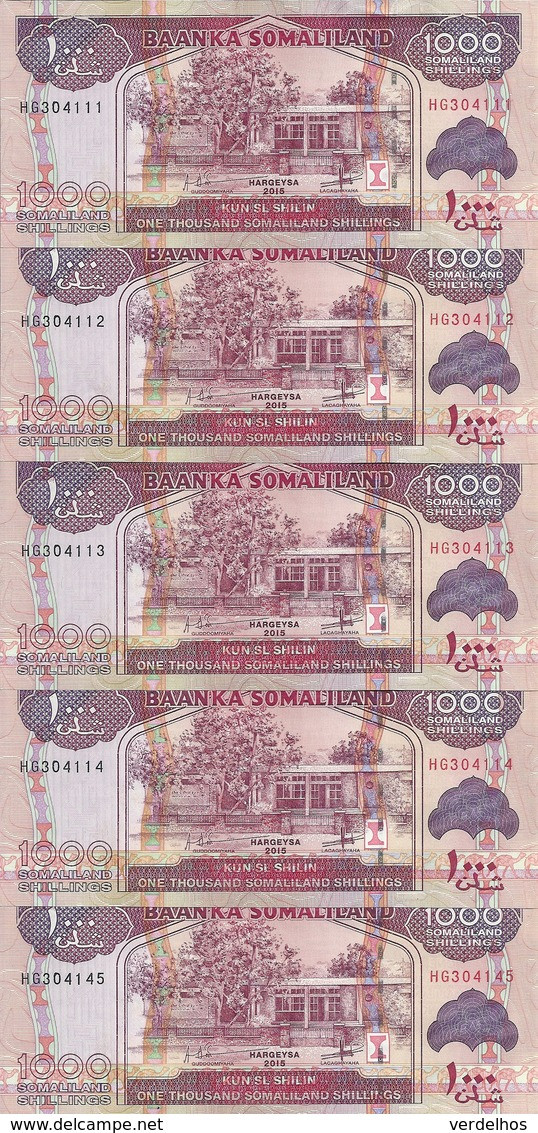 SOMALILAND 1000 SHILLINGS 2015 UNC P 20 ( 5 Billets ) - Somalie
