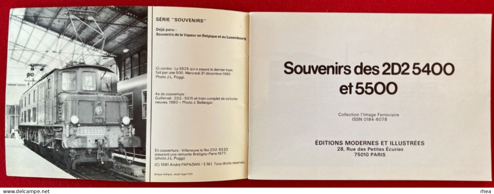 TRAINS - Livret SOUVENIRS DES 2D2 5400 Et 5500, Locomotives, Chemins De Fer, 24 Pages, 1981 - Railway & Tramway