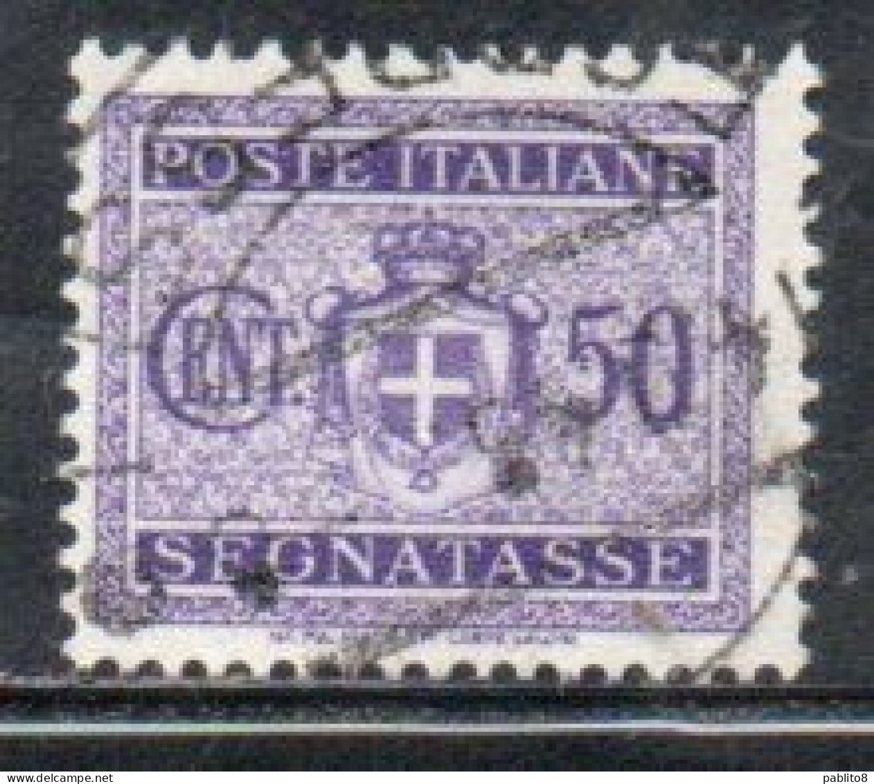 ITALY KINGDOM ITALIA REGNO 1945 LUOGOTENENZA SEGNATASSE POSTAGE DUE TASSE SENZA FILIGRANA CENT. 50c USATO USED OBLITERE' - Taxe