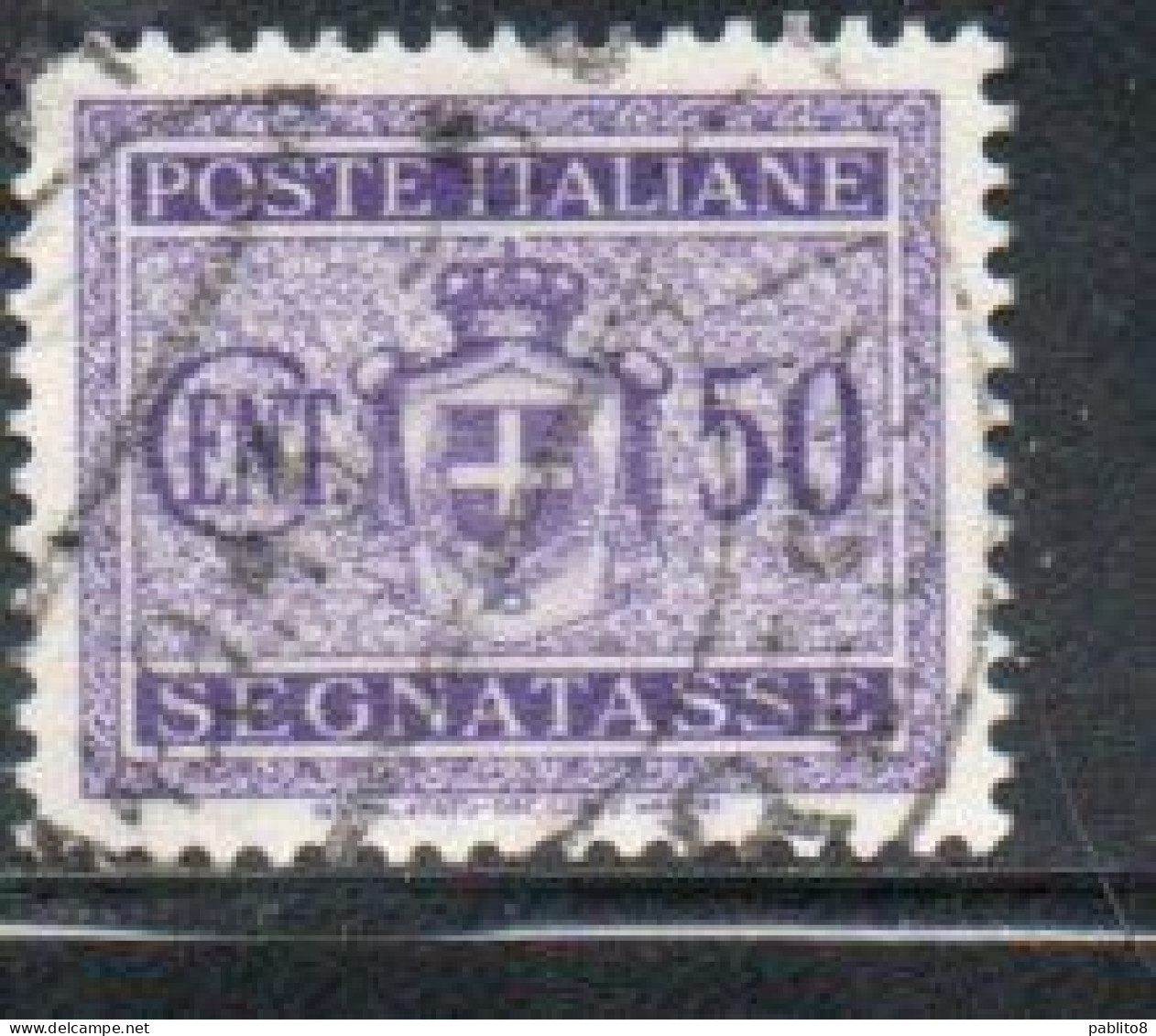 ITALY KINGDOM ITALIA REGNO 1945 LUOGOTENENZA SEGNATASSE POSTAGE DUE TASSE SENZA FILIGRANA CENT. 50c USATO USED OBLITERE' - Strafport